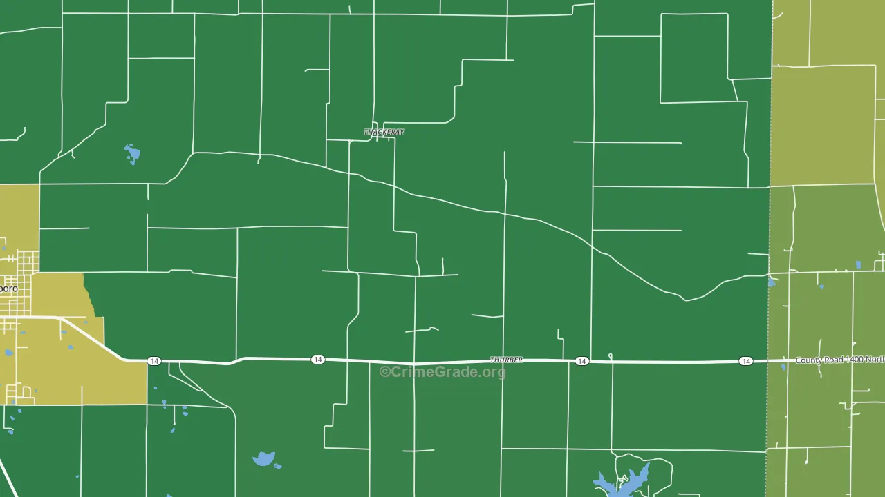 Thackeray, IL Map of Burglary Rates