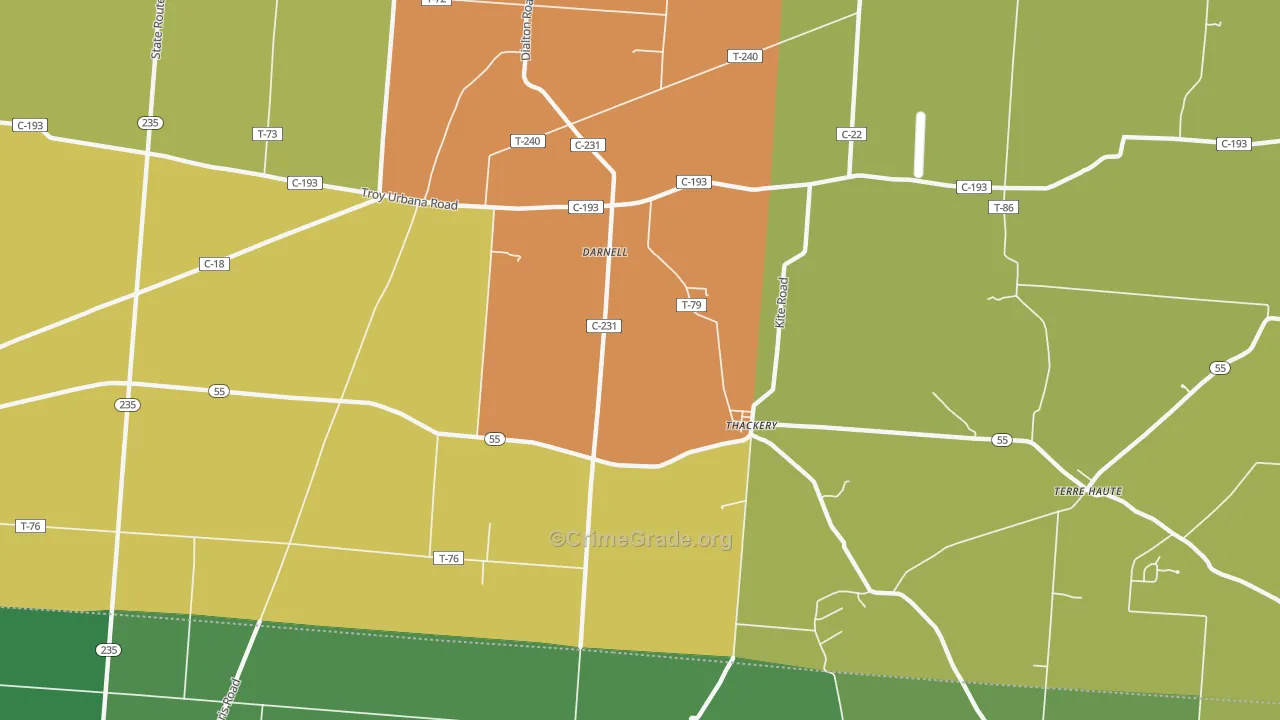 Thackery, OH Map of Burglary Rates