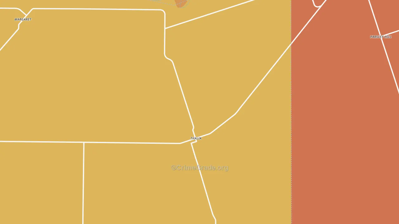 Thalia, TX Map of Burglary Rates