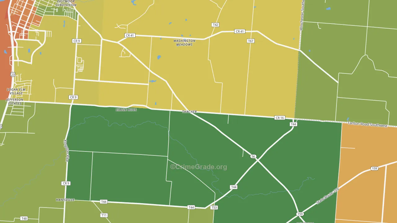 Thatcher, OH Map of Burglary Rates