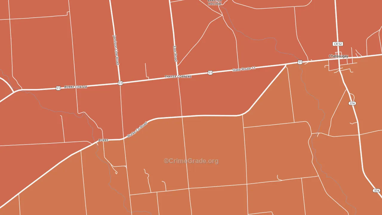 Thayer Corners, NY Map of Burglary Rates