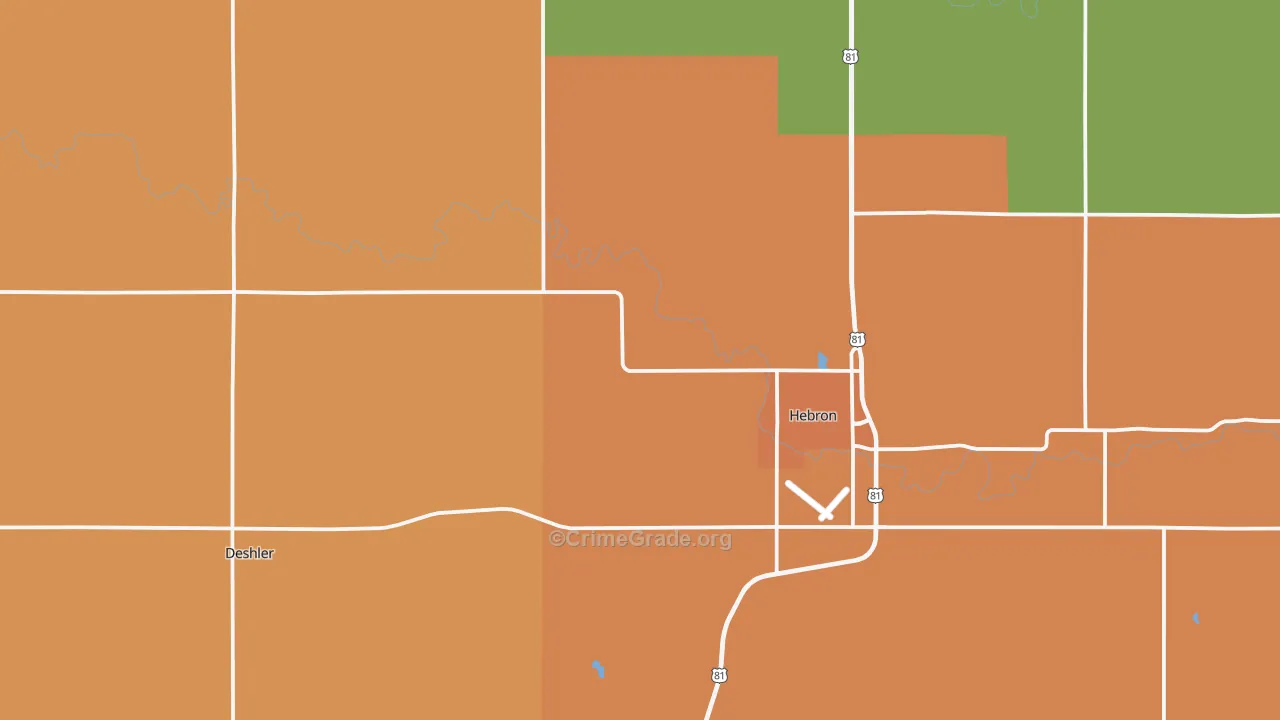 Thayer County, NE Map of Burglary Rates