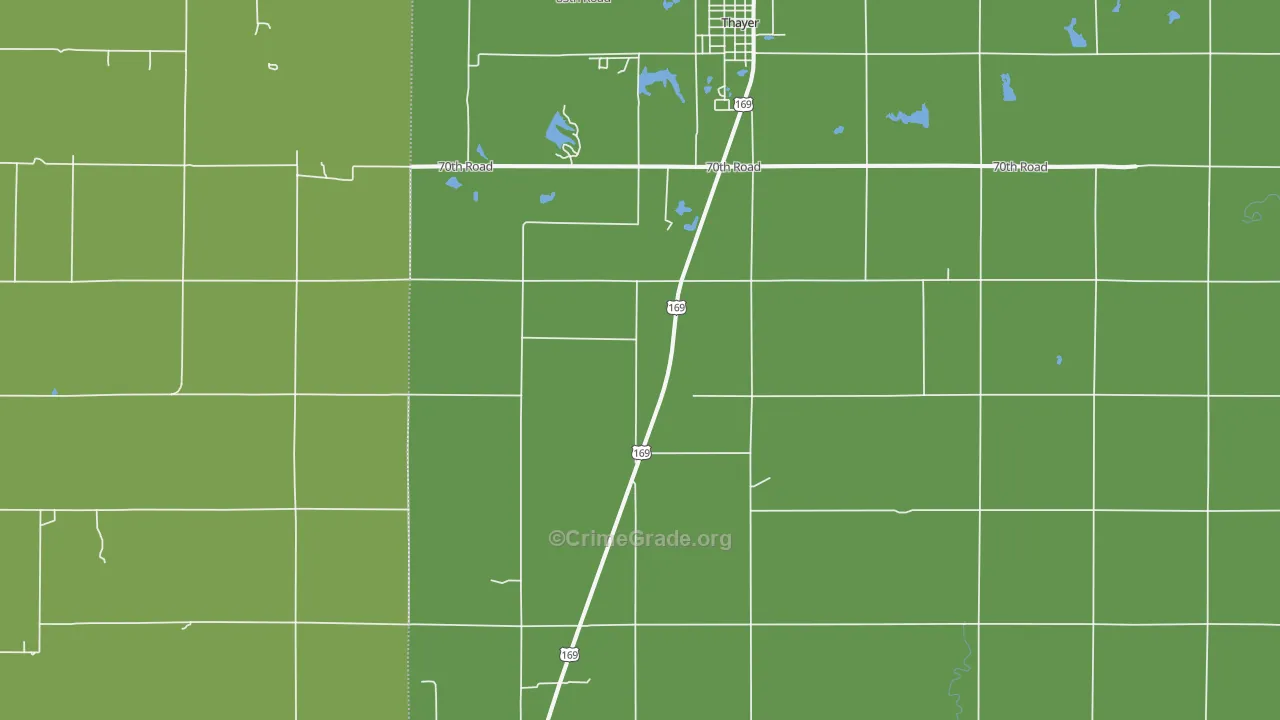 Thayer, KS Map of Burglary Rates