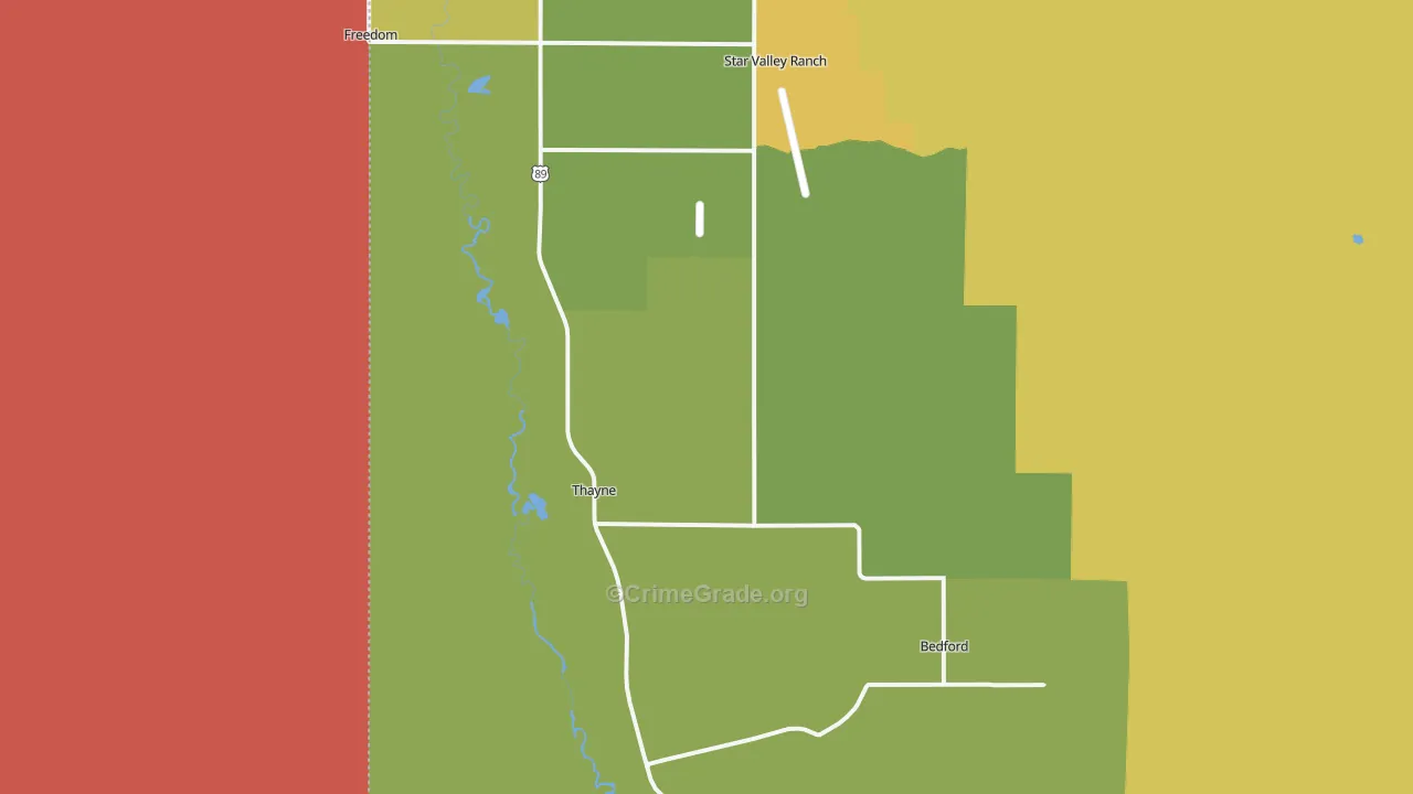 Thayne, WY Map of Burglary Rates