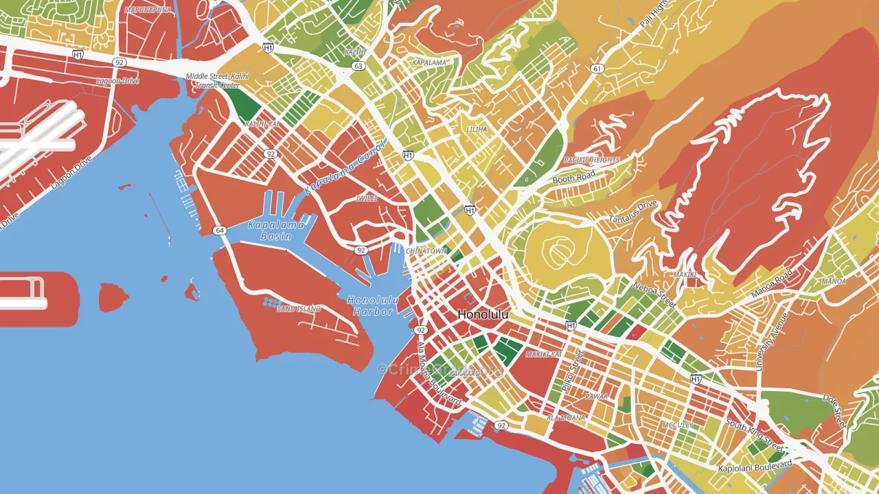 The Arts District, Honolulu, HI Map of Burglary Rates