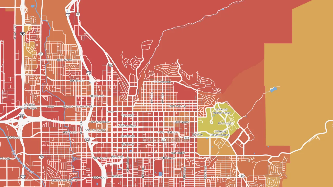 The Avenues, Salt Lake City, UT Map of Burglary Rates