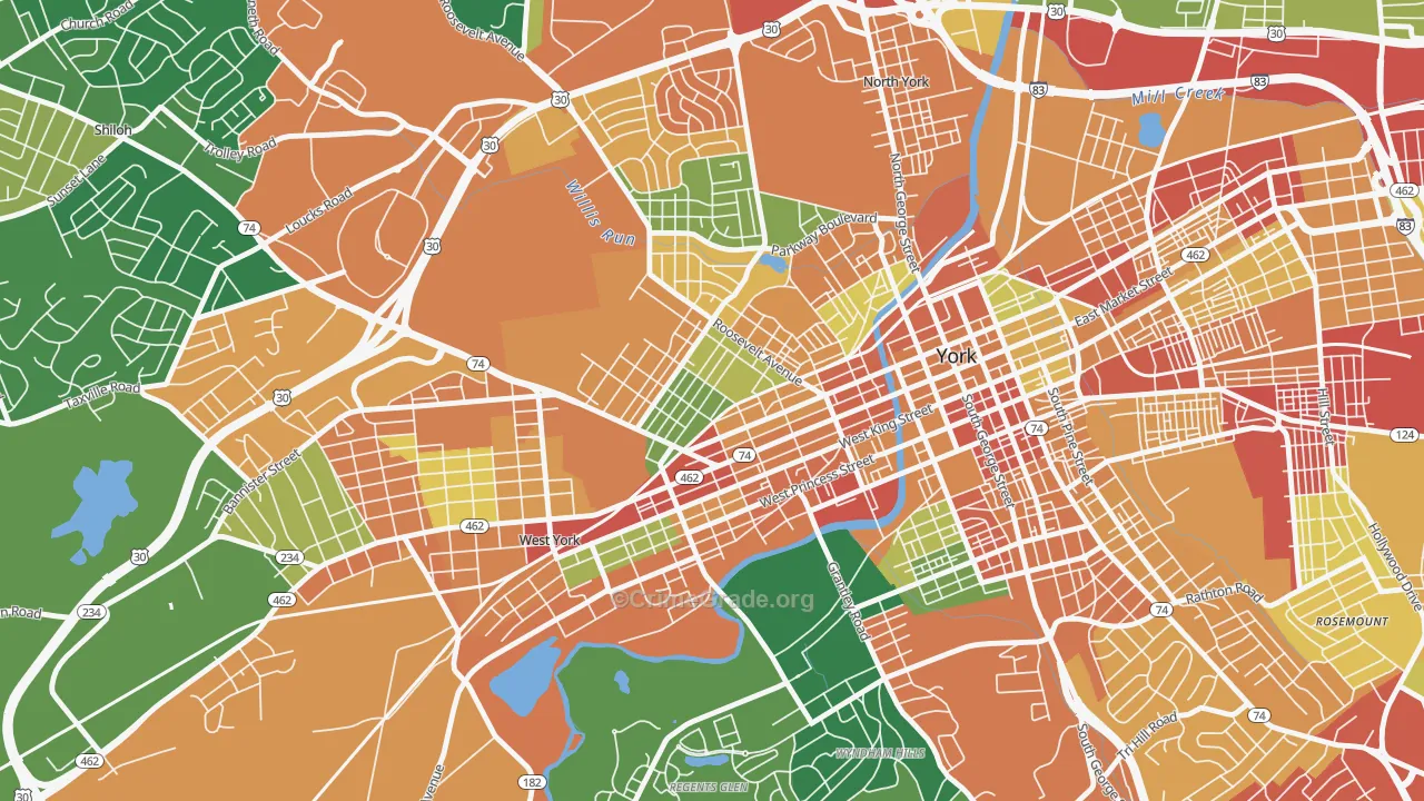The Avenues, York, PA Map of Burglary Rates