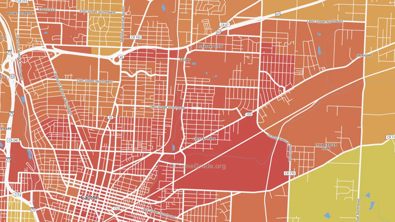 The Boulevards, Canton, OH Map of Burglary Rates