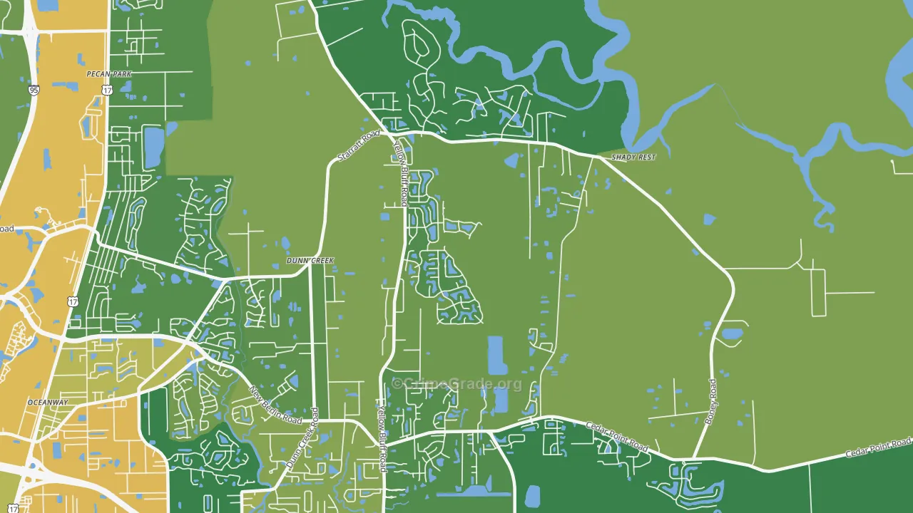 The Cape, Jacksonville, FL Map of Burglary Rates