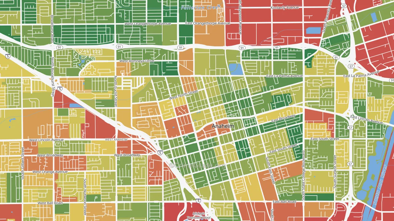The Colony, Anaheim, CA Map of Burglary Rates