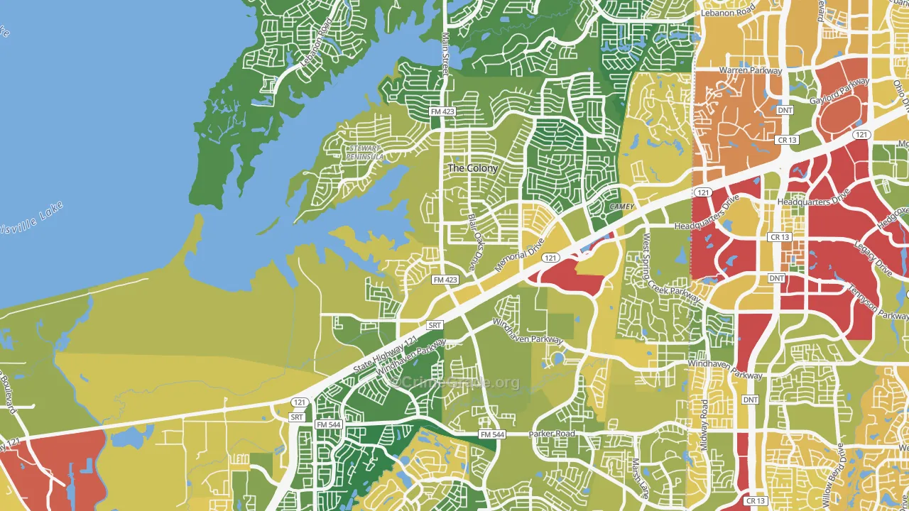 The Colony, TX Map of Burglary Rates