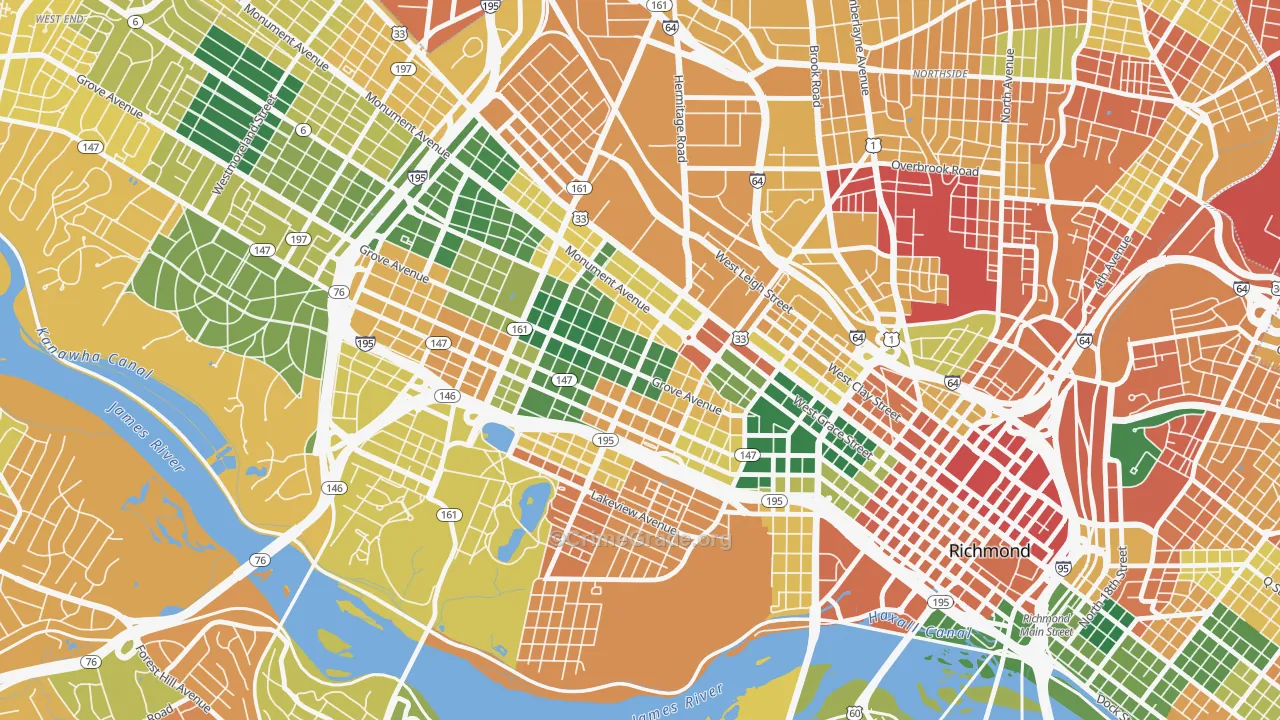 The Fan, Richmond, VA Map of Burglary Rates