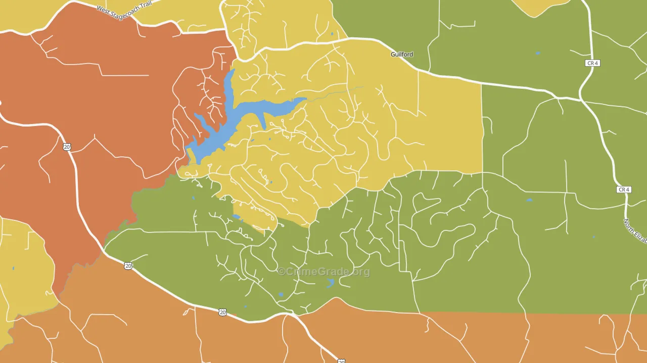 The Galena Territory, IL Map of Burglary Rates