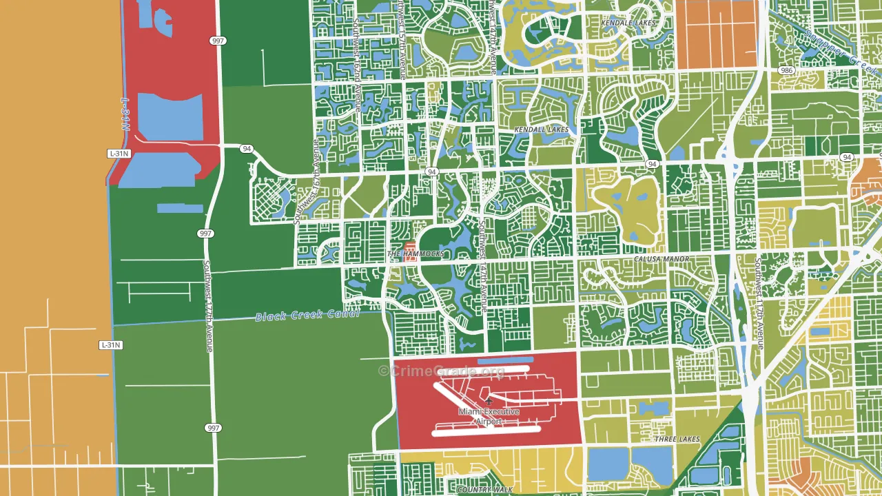 The Hammocks, FL Map of Burglary Rates