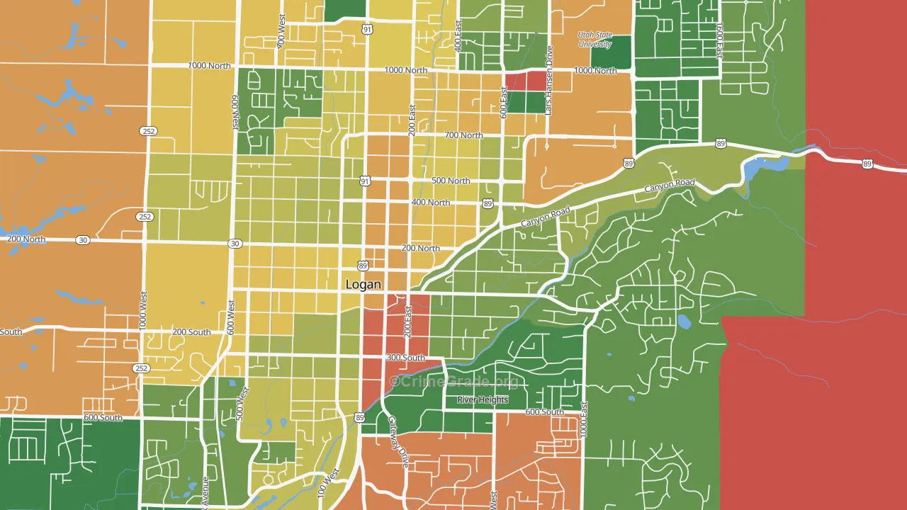 The Island, Logan, UT Map of Burglary Rates