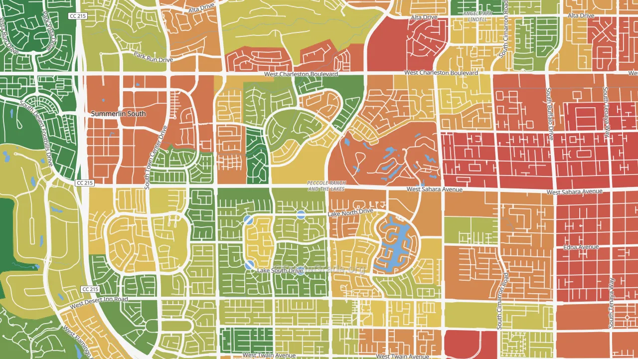 The Lakes, Las Vegas, NV Map of Burglary Rates