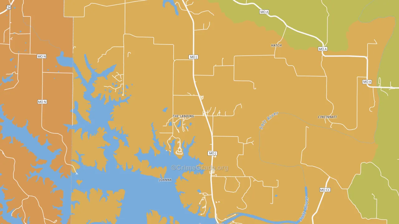 The Landing, MO Map of Burglary Rates
