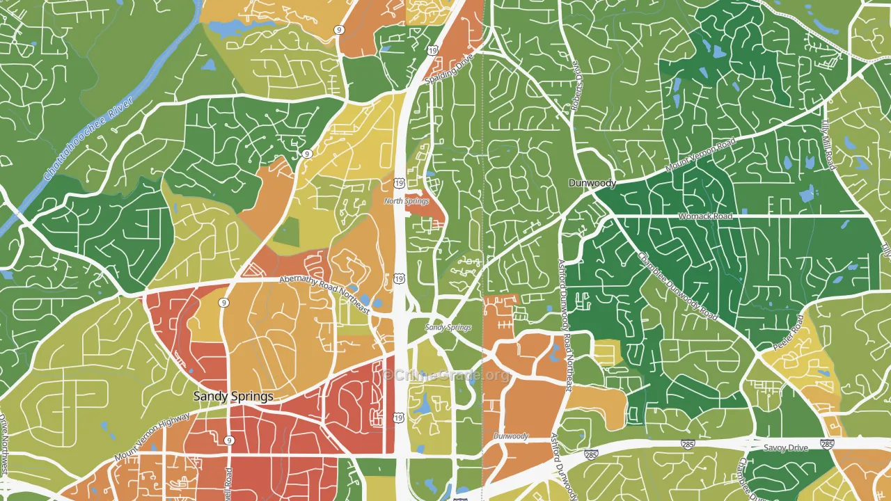 The Meadows, Sandy Springs, GA Map of Burglary Rates
