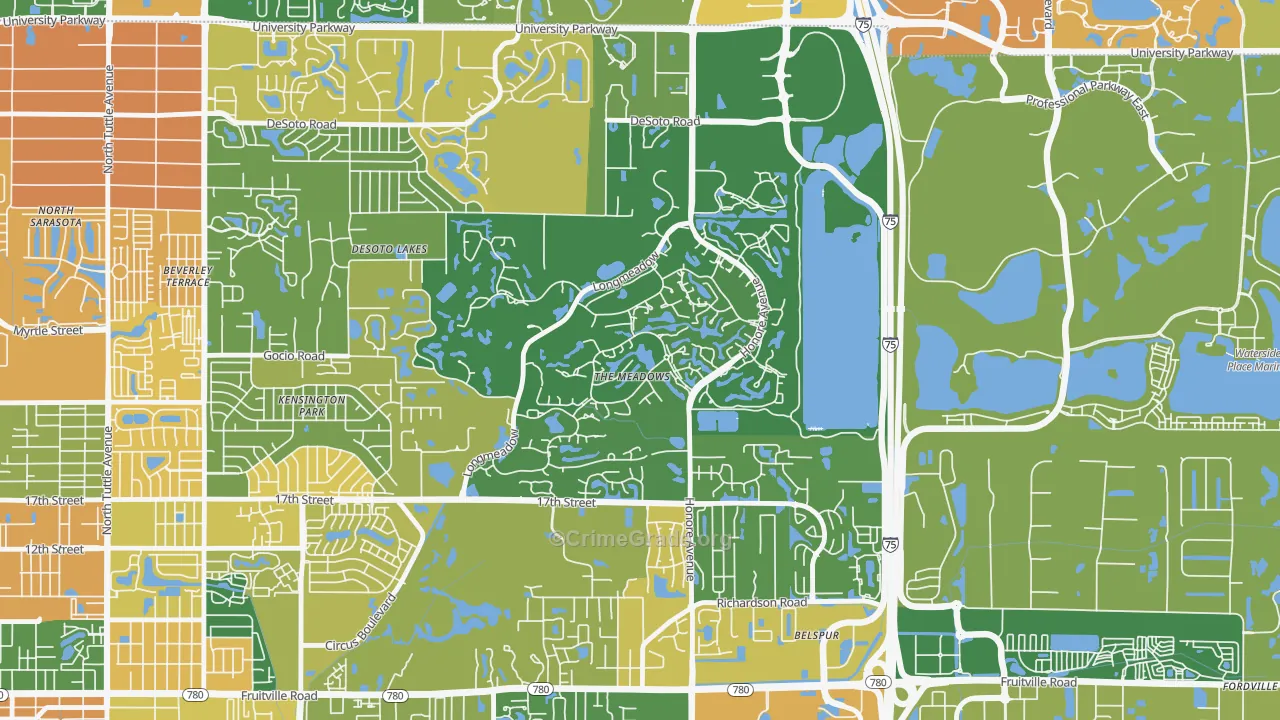 The Meadows, Sarasota, FL Map of Burglary Rates