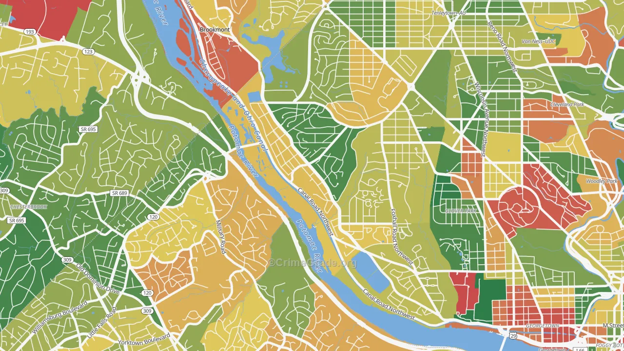 The Palisades, Washington, DC Map of Burglary Rates