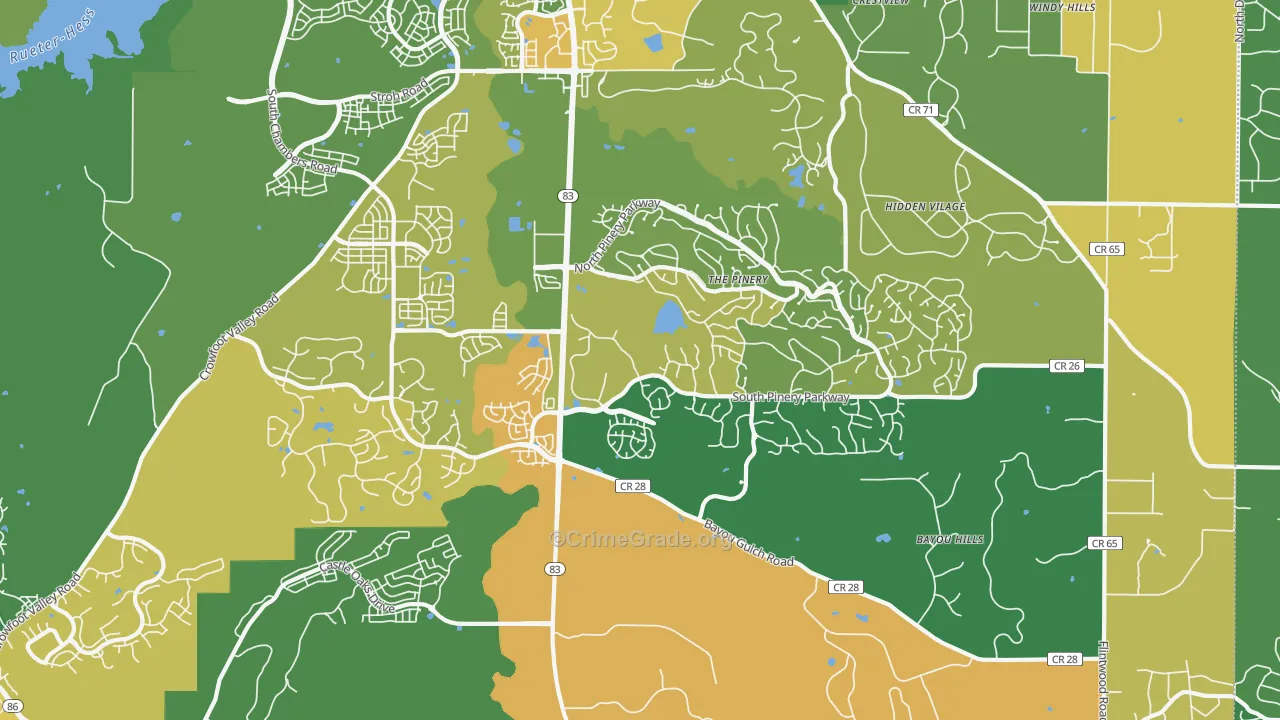 The Pinery, CO Map of Burglary Rates