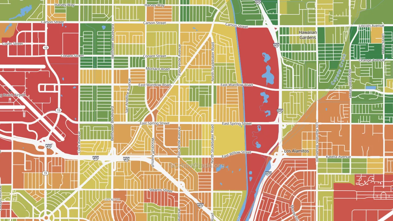 The Plaza, Long Beach, CA Map of Burglary Rates