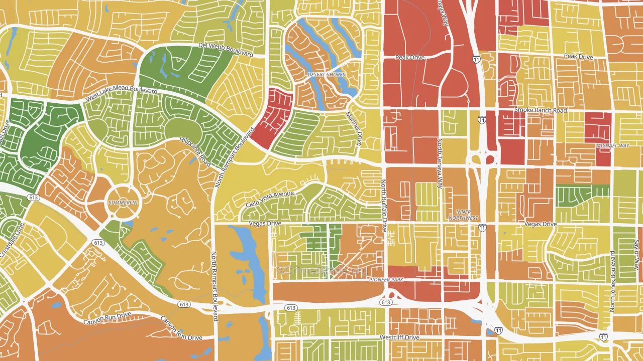The Pueblo, Las Vegas, NV Map of Burglary Rates