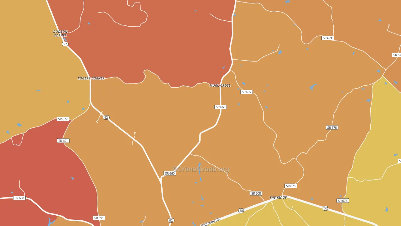 The Ridge, VA Map of Burglary Rates