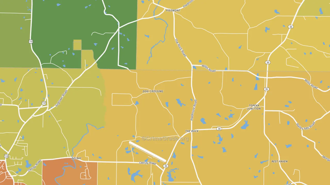 The Rock, GA Map of Burglary Rates