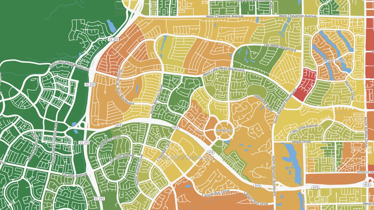 The Trails, Las Vegas, NV Map of Burglary Rates