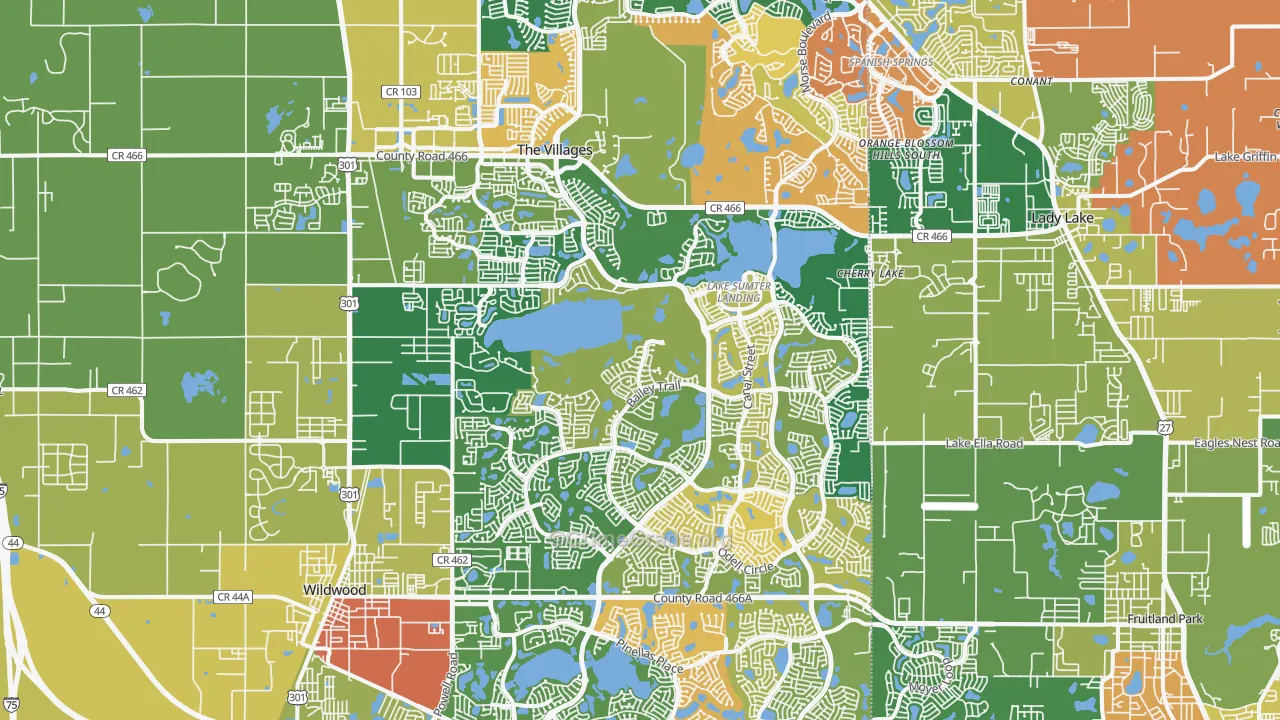The Villages, FL Map of Burglary Rates
