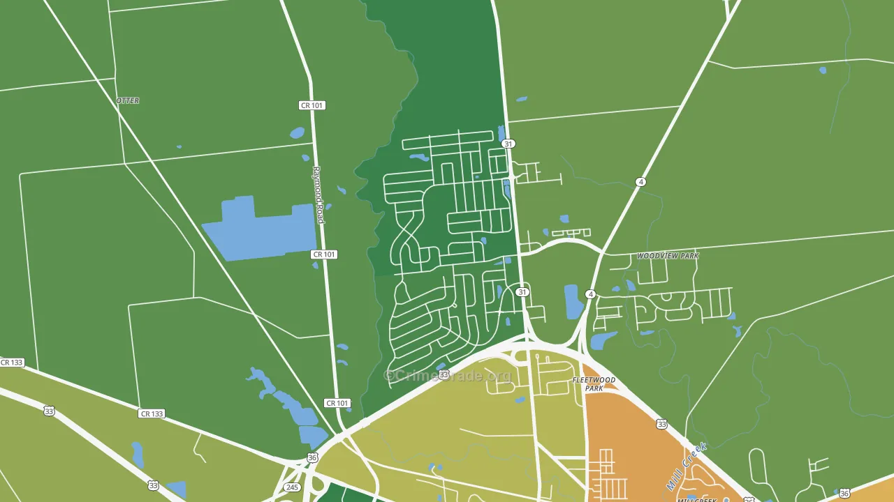 The Woods at Mill Valley, Marysville, OH Map of Burglary Rates
