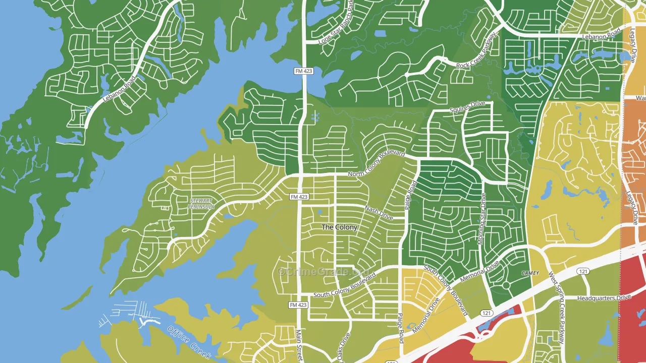 The Ws, The Colony, TX Map of Burglary Rates