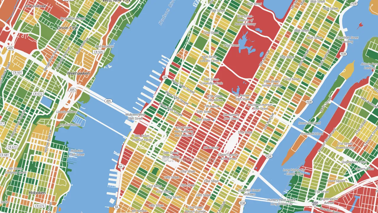 Theater District, Manhattan, NY Map of Burglary Rates