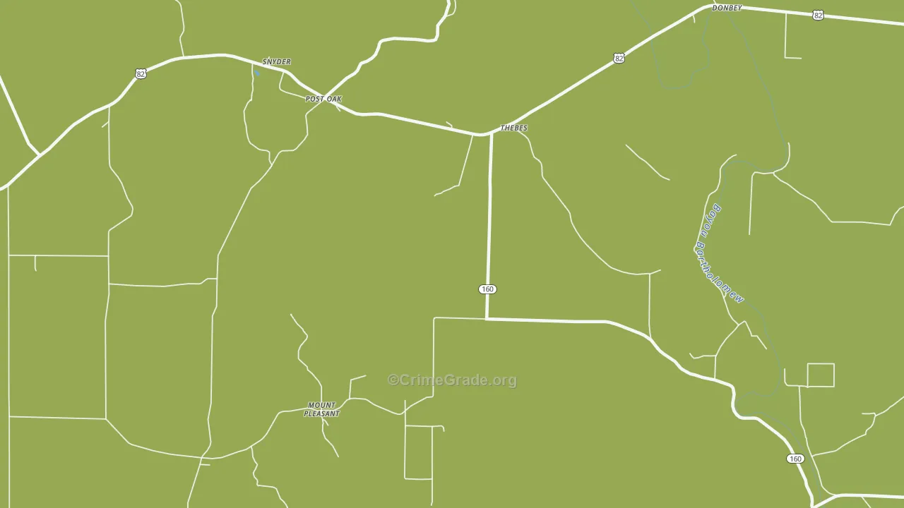 Thebes, AR Map of Burglary Rates