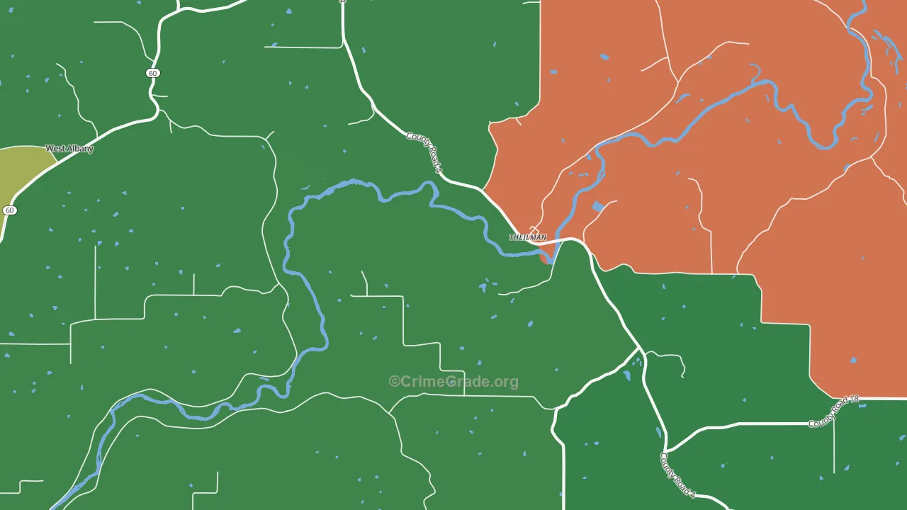 Theilman, MN Map of Burglary Rates