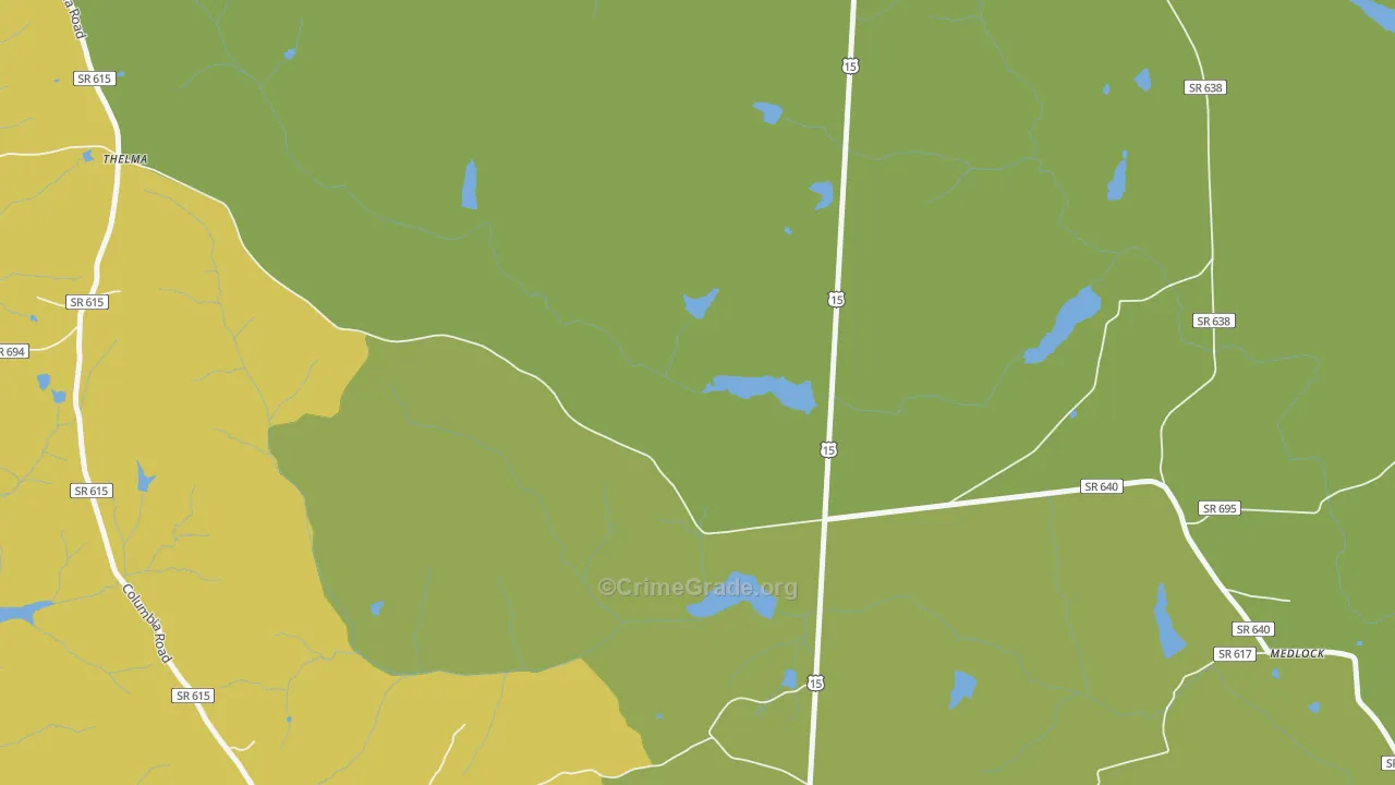 Thelma, VA Map of Burglary Rates