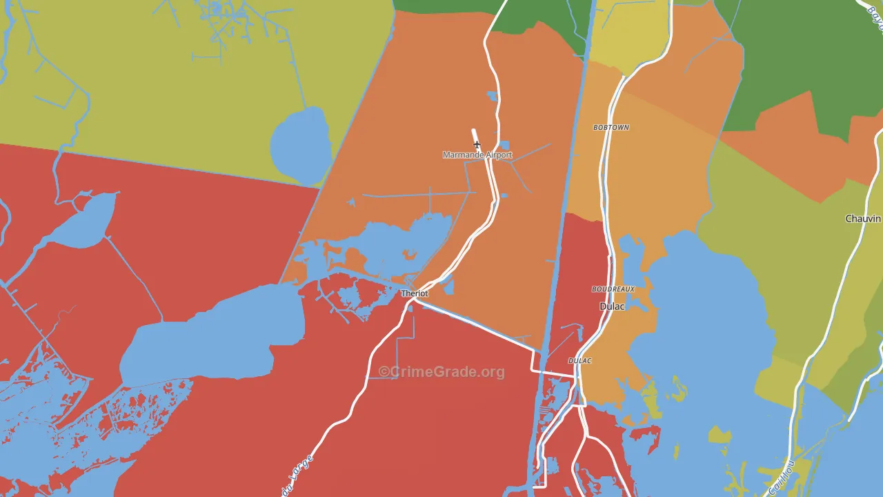 Theriot, LA Map of Burglary Rates