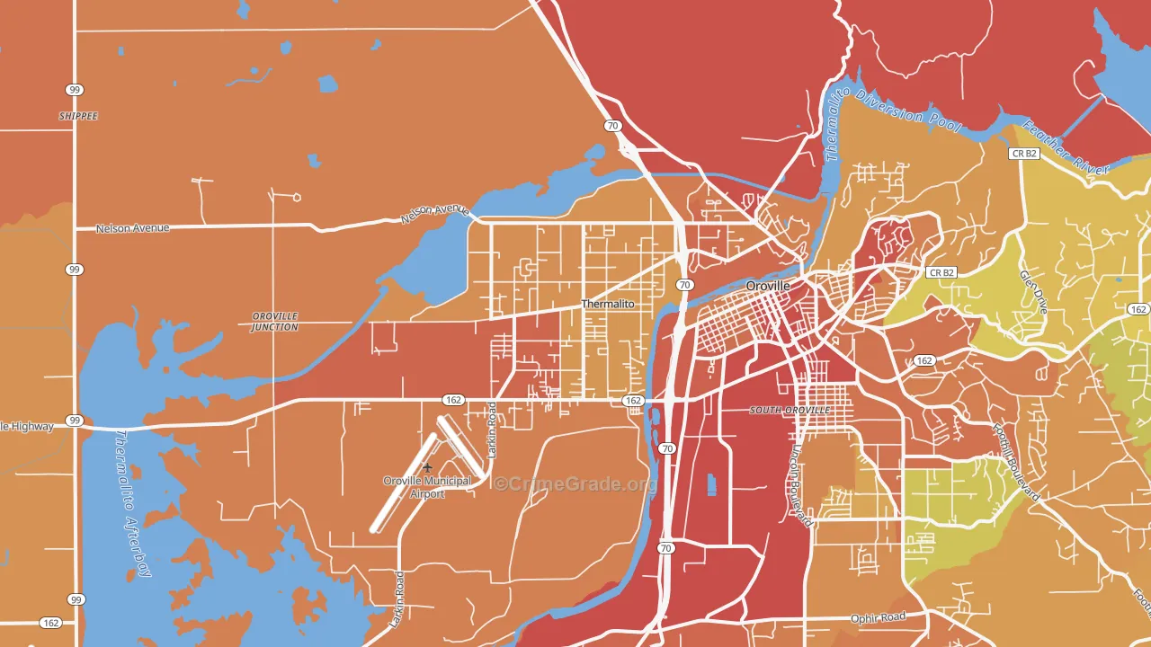 Thermalito, CA Map of Burglary Rates