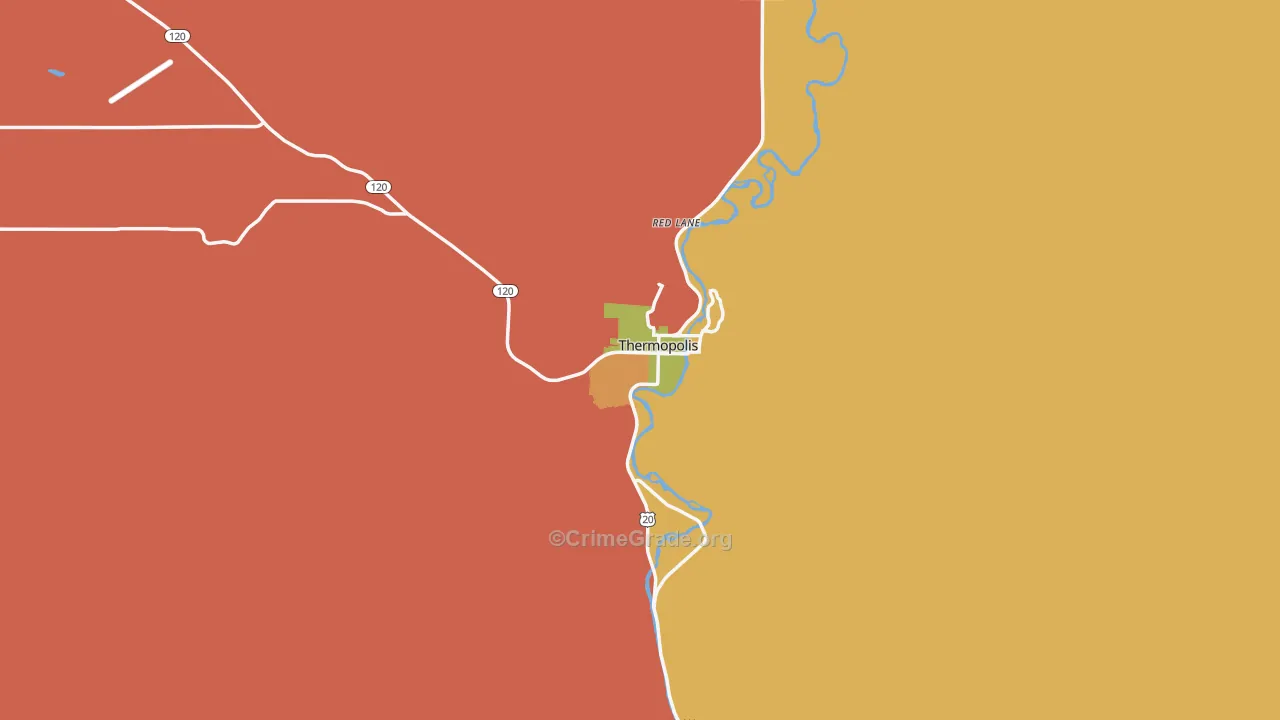 Thermopolis, WY Map of Burglary Rates