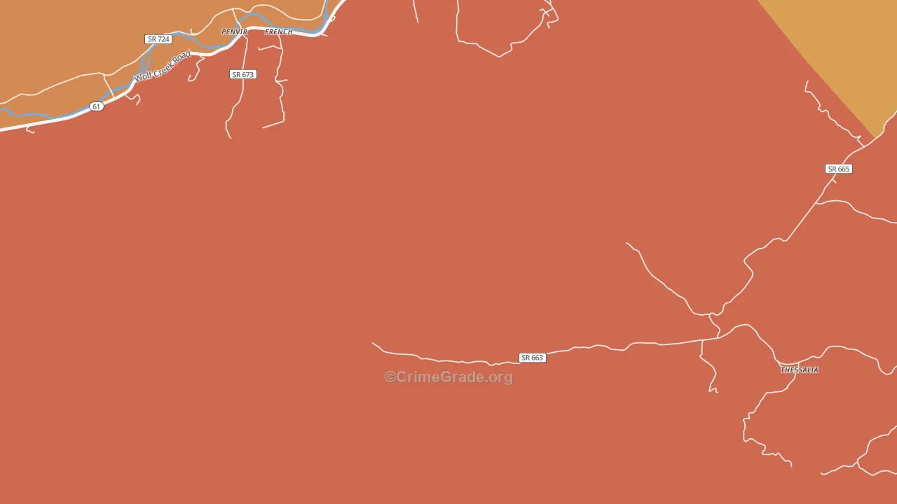 Thessalia, VA Map of Burglary Rates