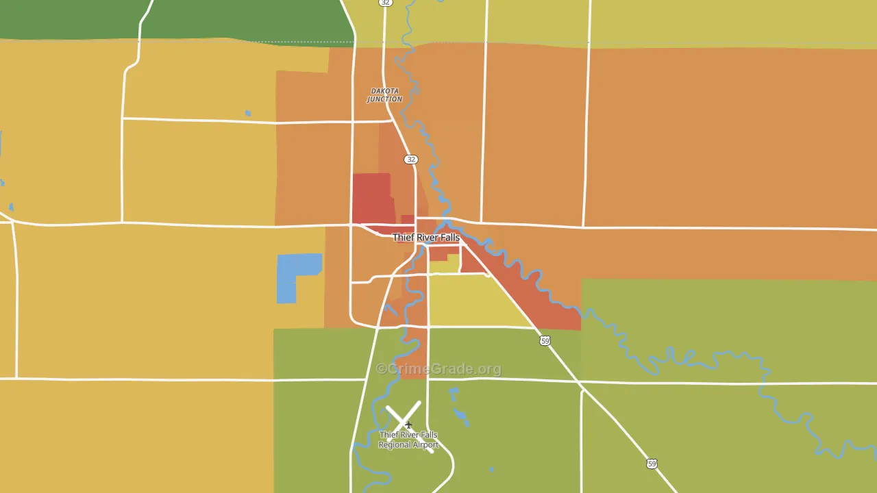 Thief River Falls, MN Map of Burglary Rates