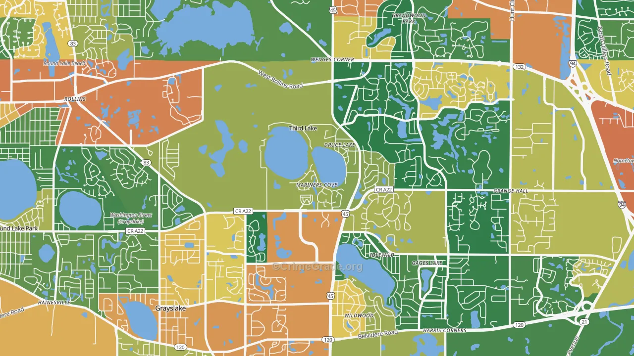 Third Lake, IL Map of Burglary Rates