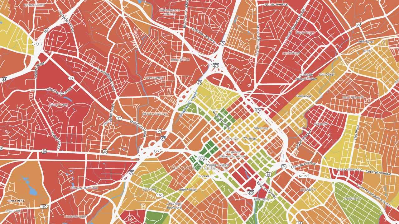 Third Ward, Charlotte, NC Map of Burglary Rates