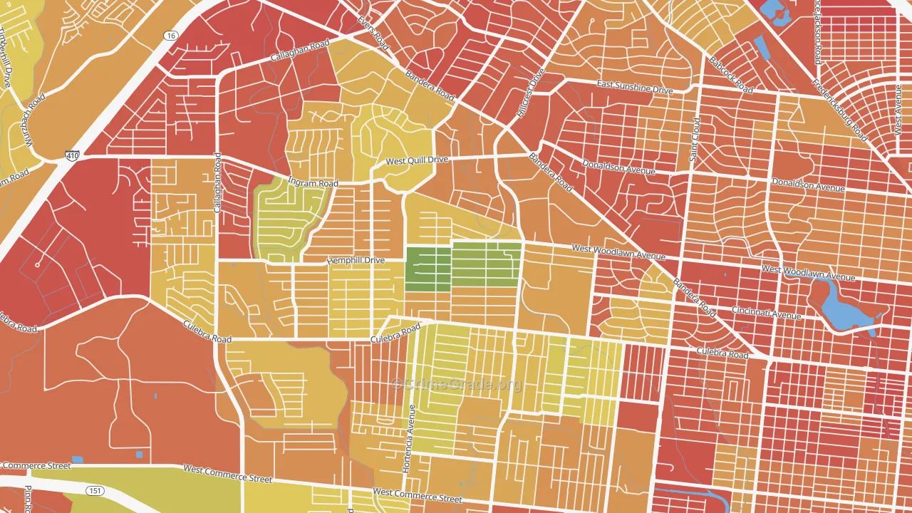 Third World, San Antonio, TX Map of Burglary Rates