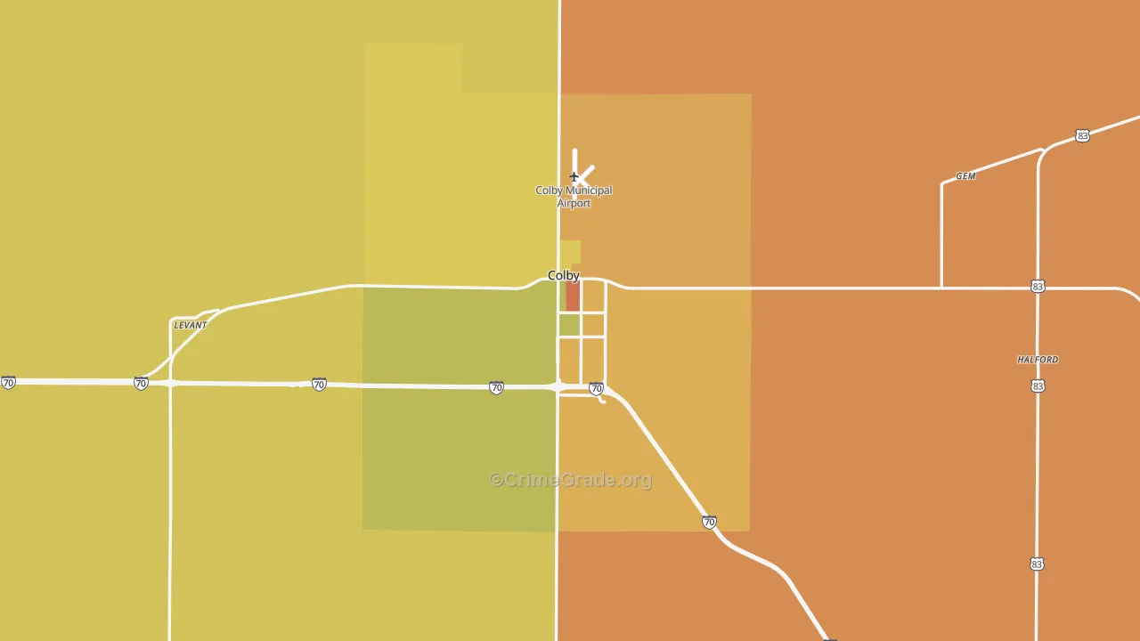 Thomas County, KS Map of Burglary Rates