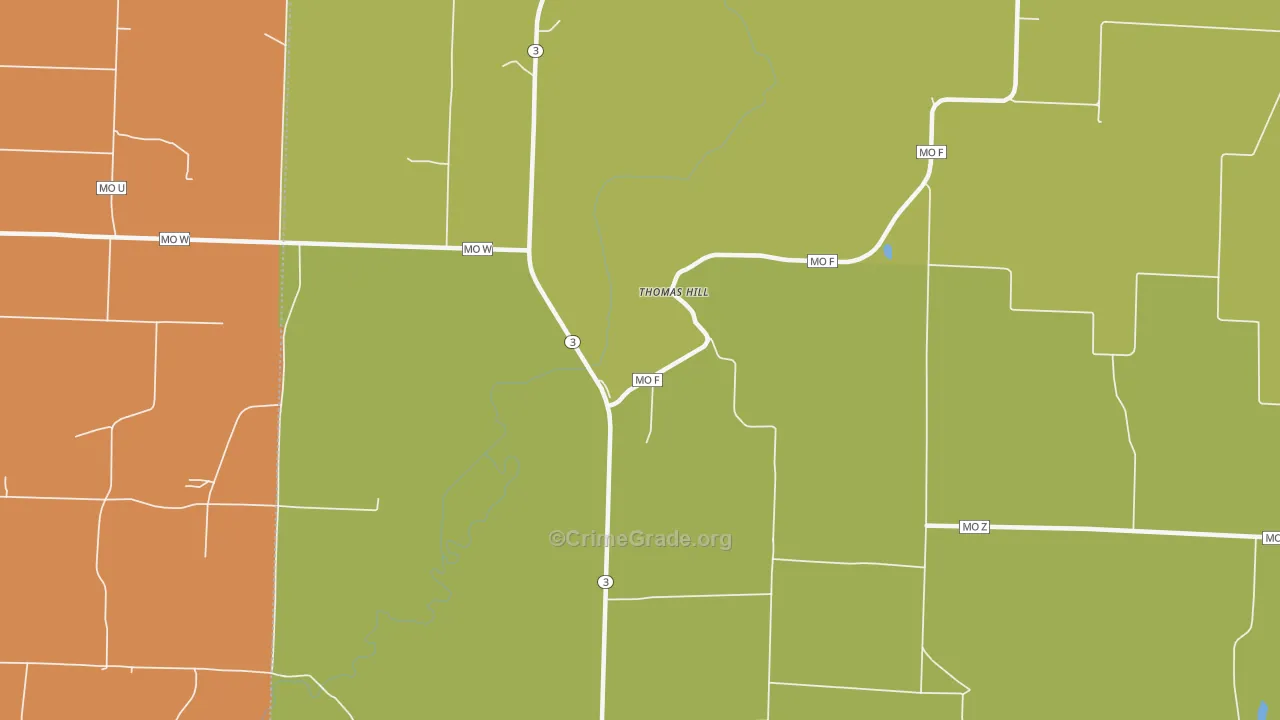 Thomas Hill, MO Map of Burglary Rates