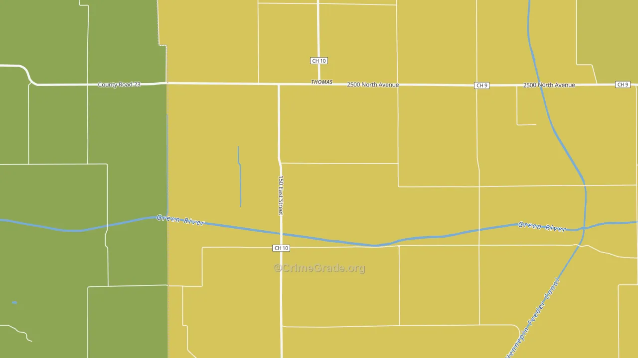 Thomas, IL Map of Burglary Rates