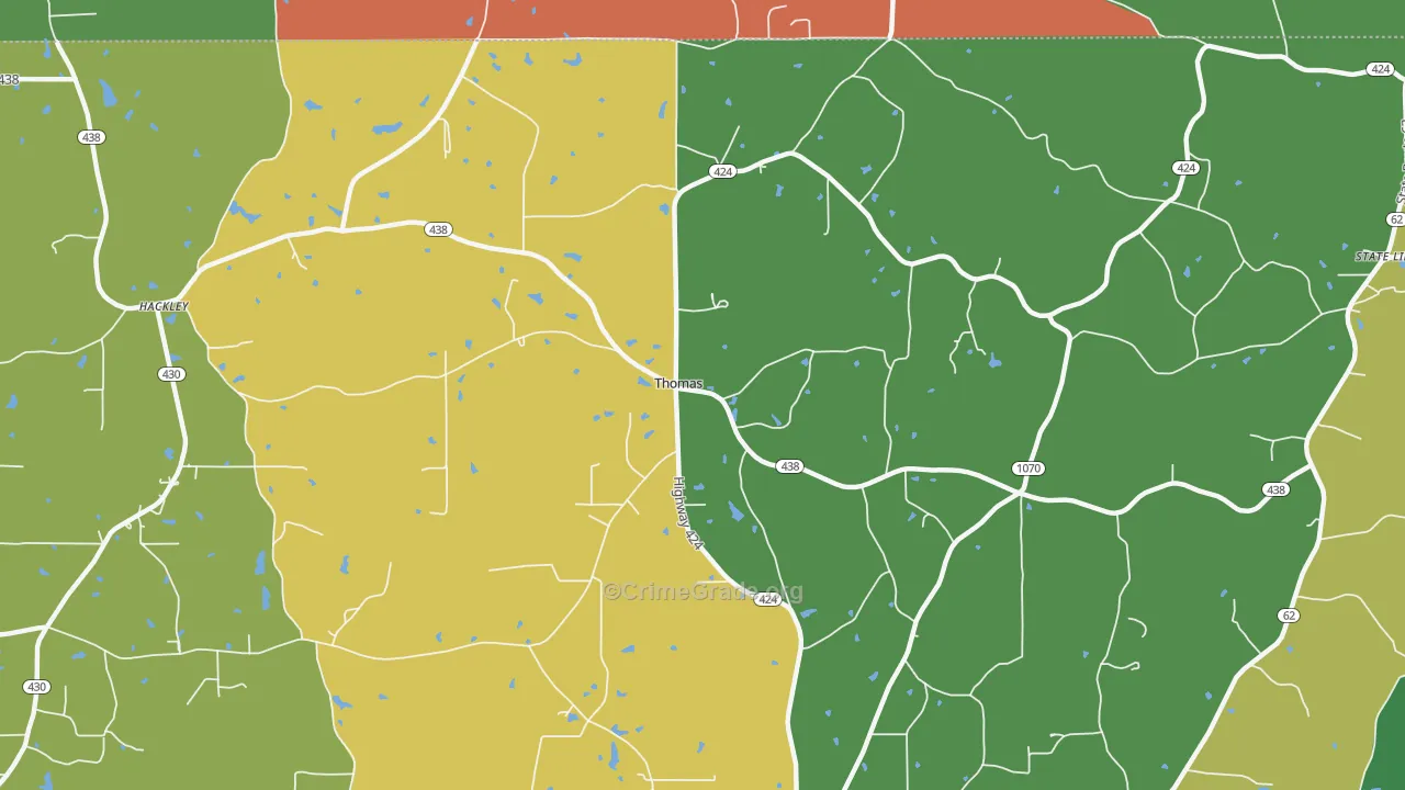 Thomas, LA Map of Burglary Rates