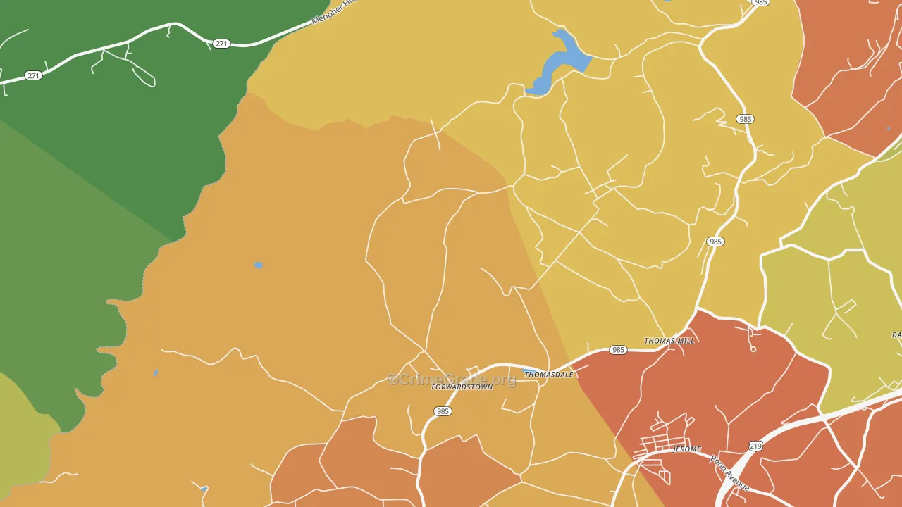 Thomas Mills, PA Map of Burglary Rates